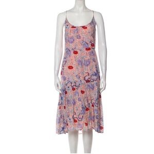 Roller Rabbit pink peach Druk floral  Dakota Midi dress XS